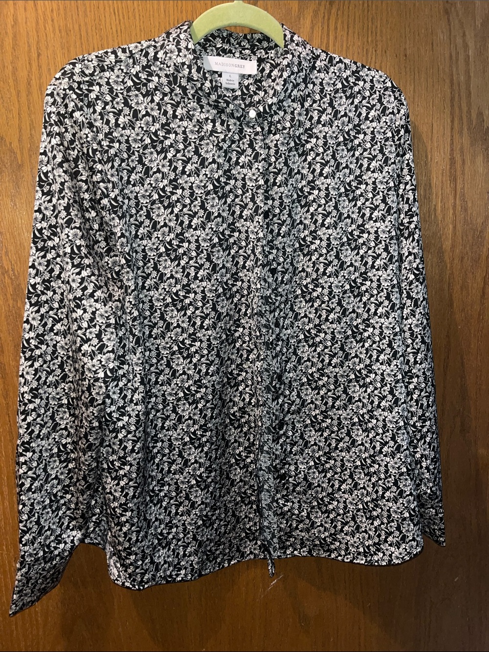 Madison Grey Black Floral Button-Up Blouse